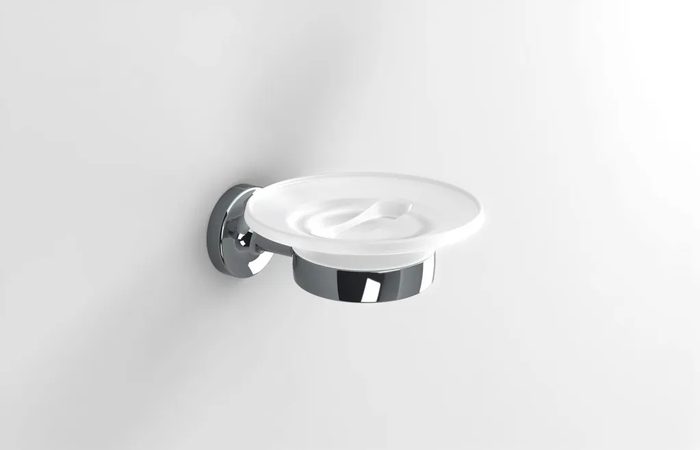 E-Plus Glass Soap Dish (Round) Chrome