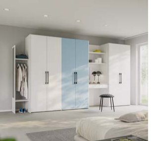 Miio Wardrobe, White & Sky Blue